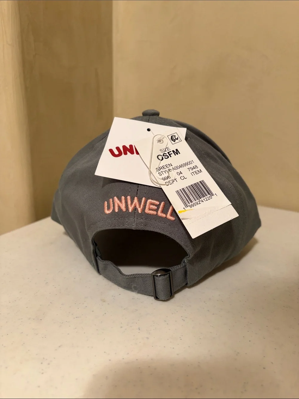 Unwell Apparel Gray Baseball Cap with Pink Star Accents